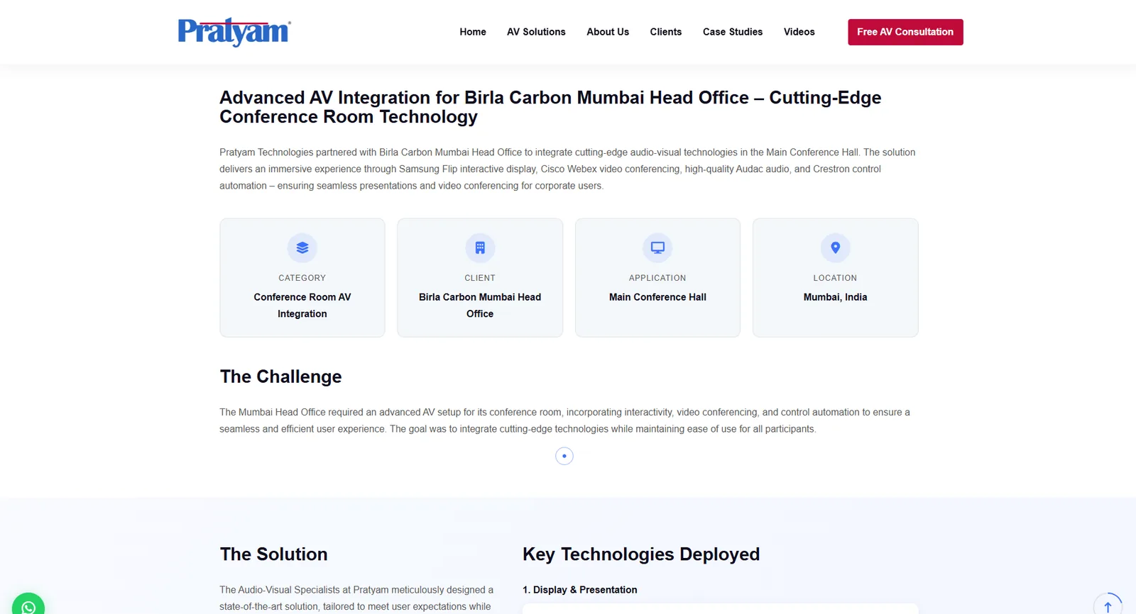 Pratyam Technologies website: Project details