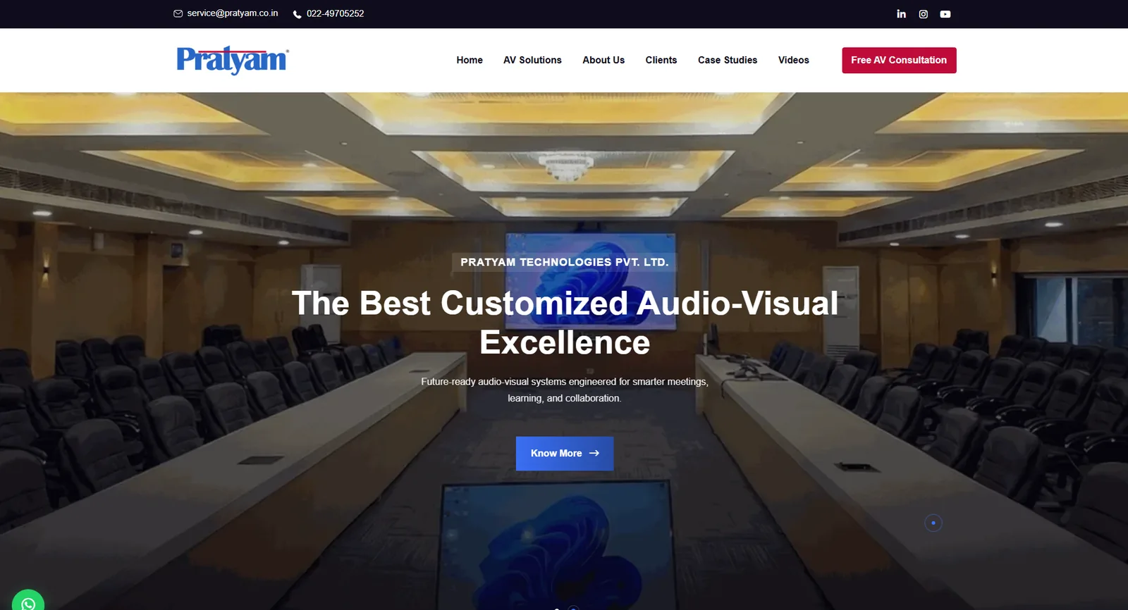 Pratyam Technologies homepage: The best customized audio-visual excellence