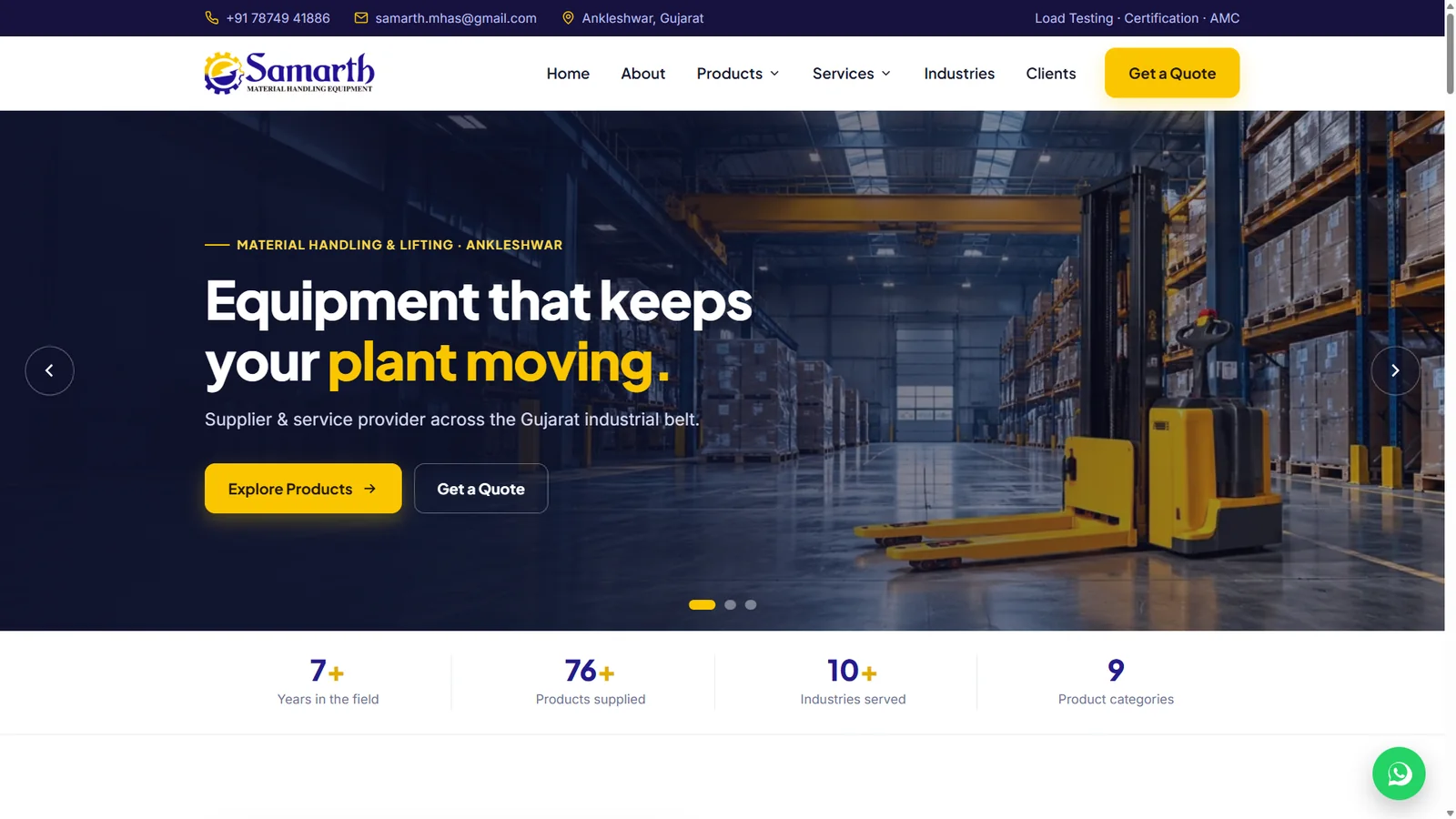 Samarth MHE homepage: Equipment that keeps your plant moving