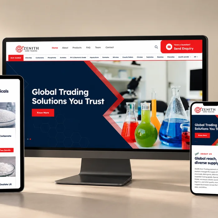 Zenith Core Trading website mockup